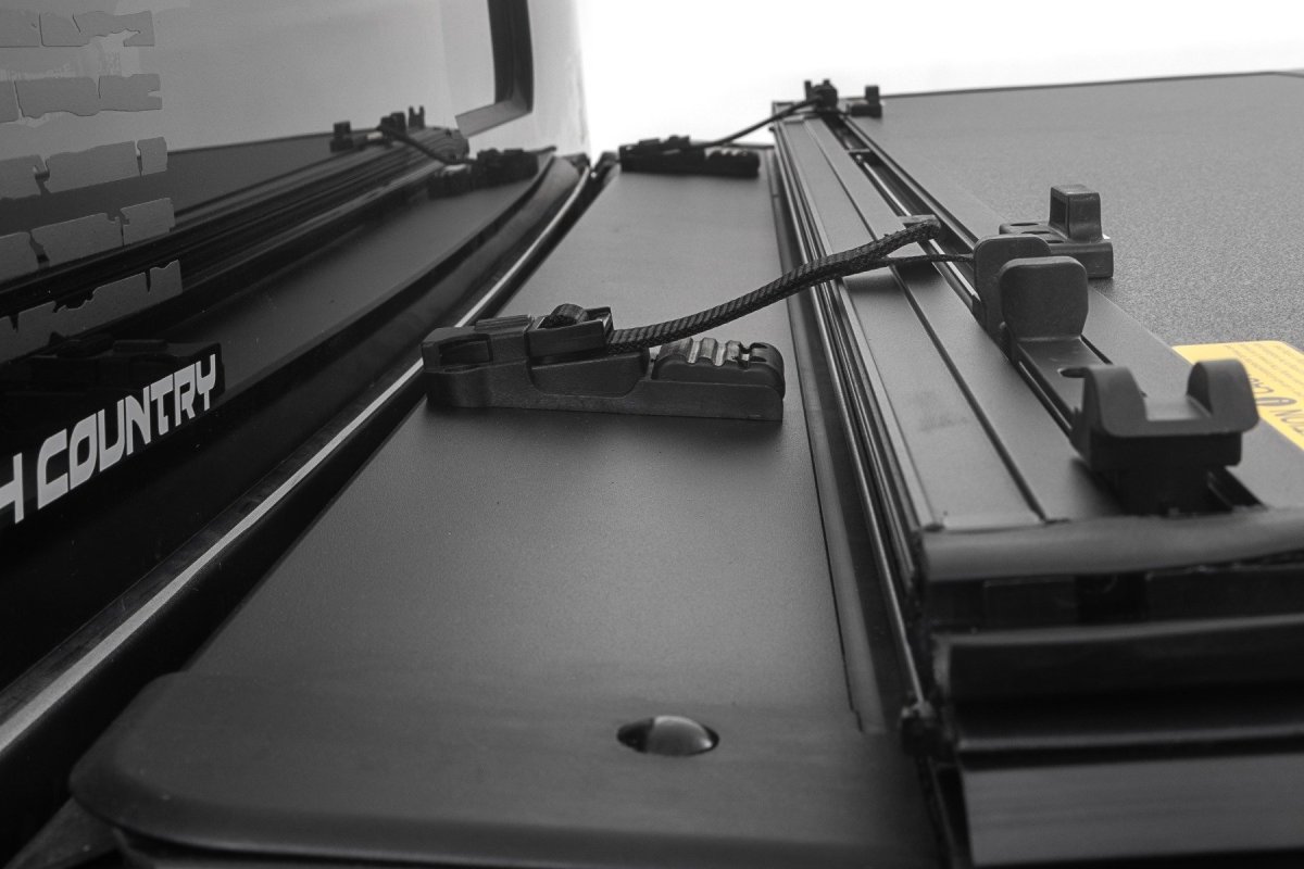 Ford F-150 Lightning Hard Tri-Fold Flip Up Bed Cover - Rough Country - Flip Up - 4WD - '22-'24